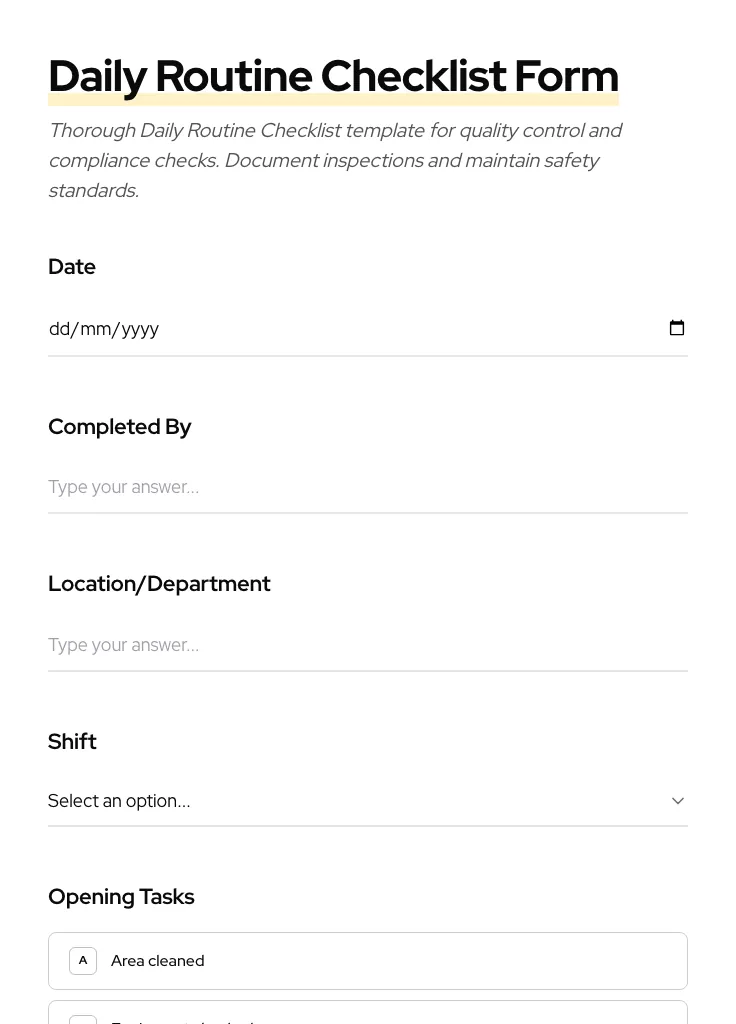 Daily Routine Checklist preview