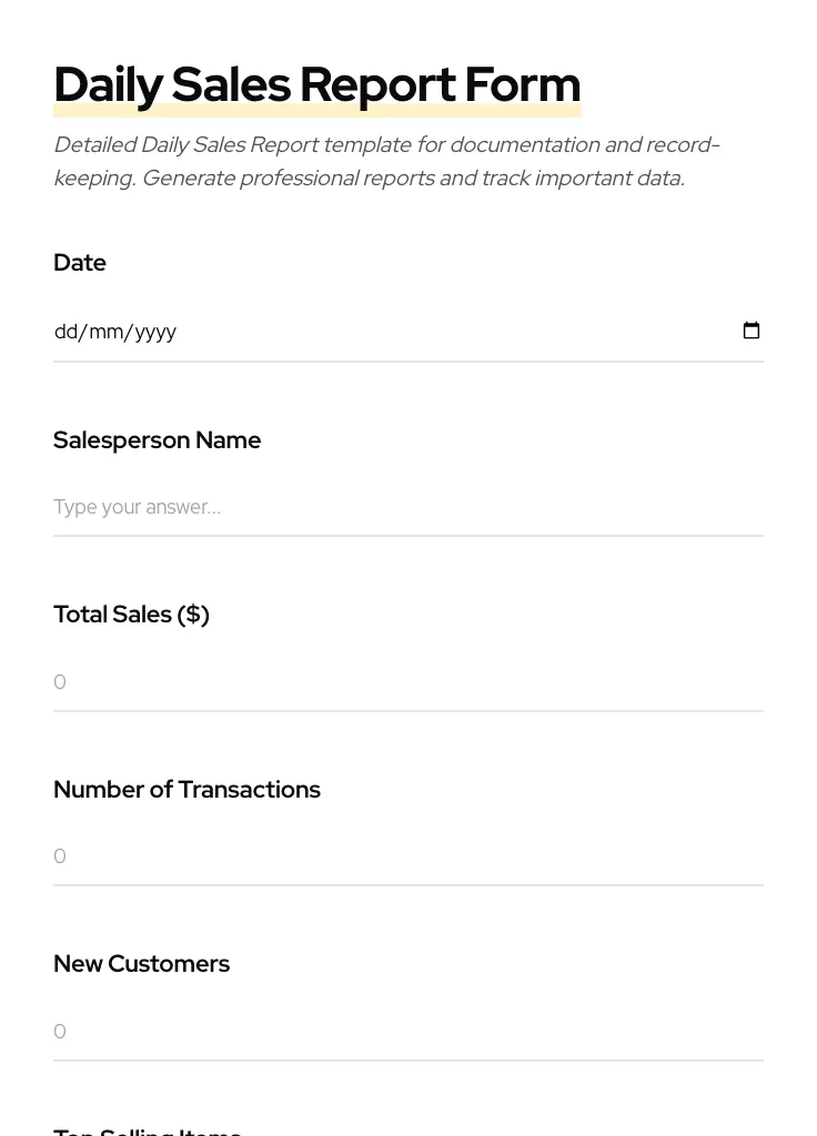 Daily Sales Report preview