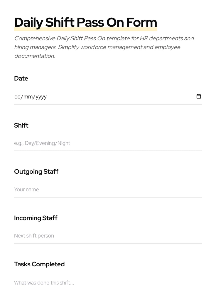 Daily Shift Pass On preview