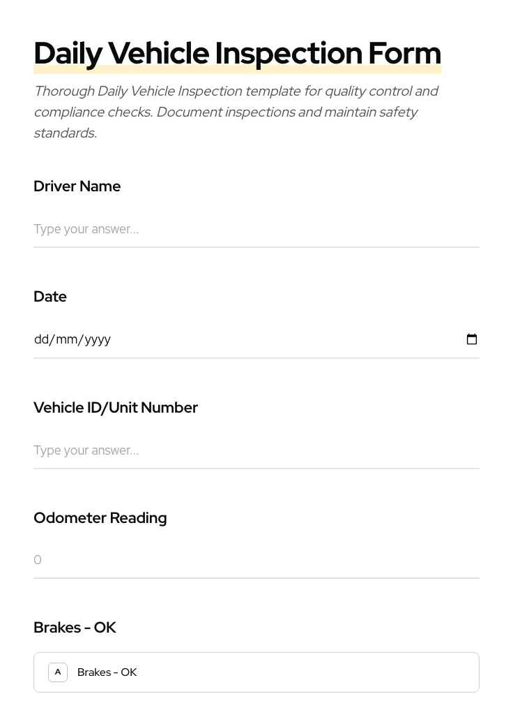 Daily Vehicle Inspection preview