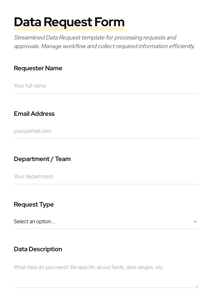 Data Request preview
