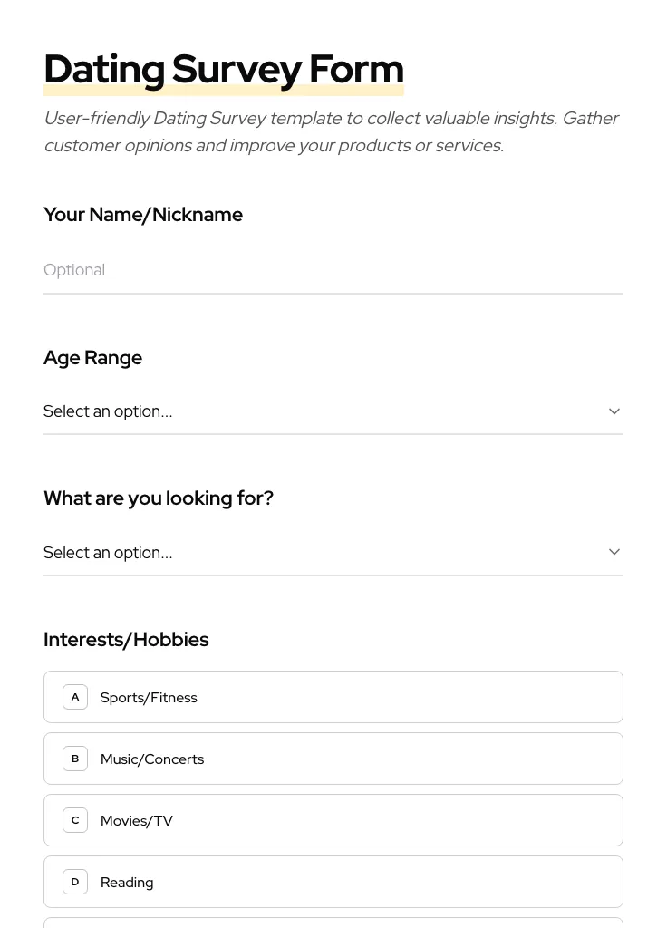 Dating Survey preview