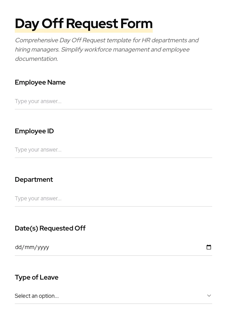 Day Off Request preview