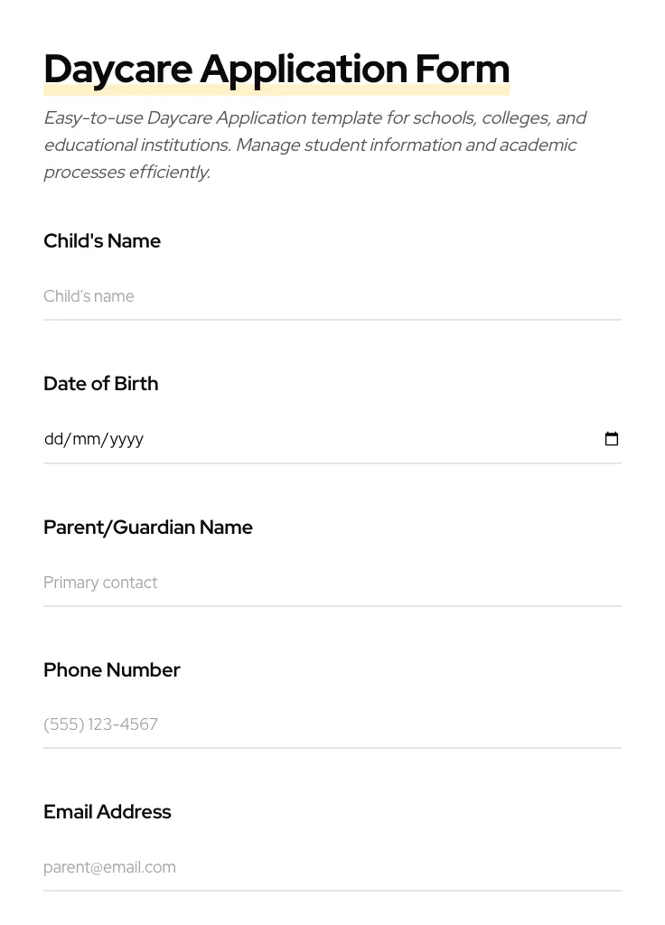 Daycare Application preview