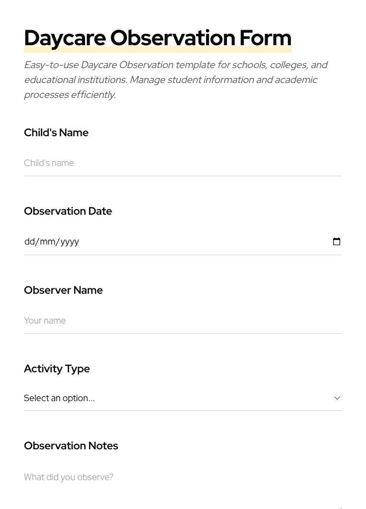 Daycare Observation preview