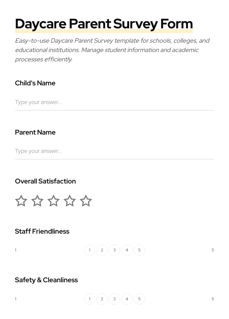 Daycare Parent Survey preview