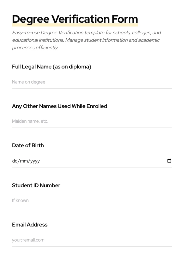 Degree Verification preview