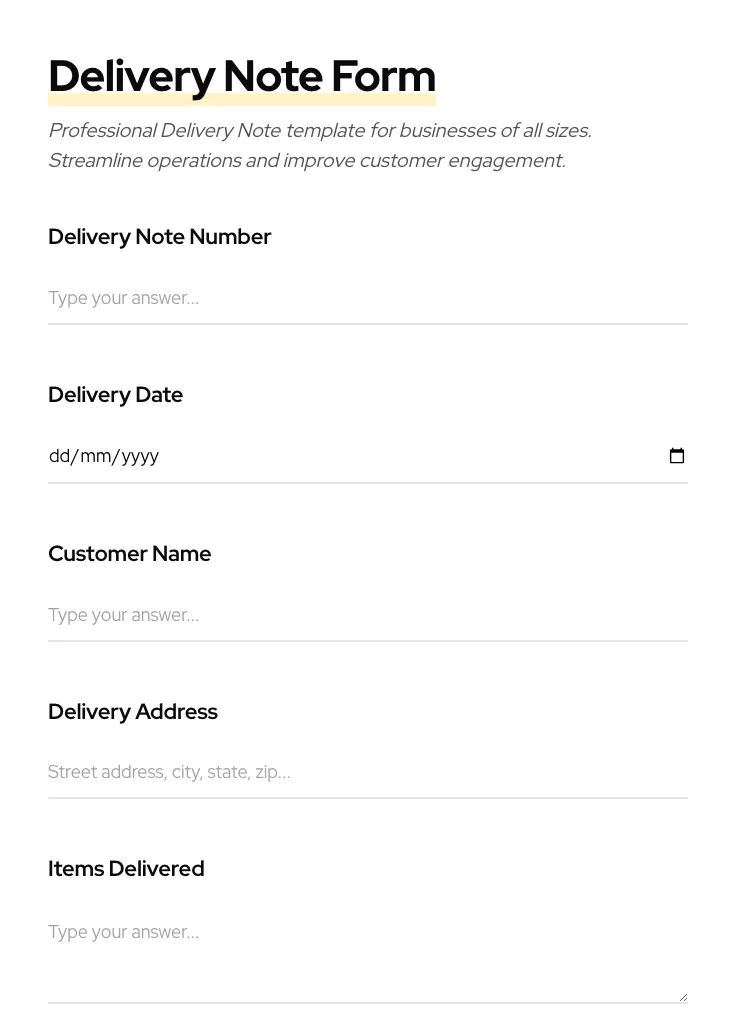 Delivery Note preview