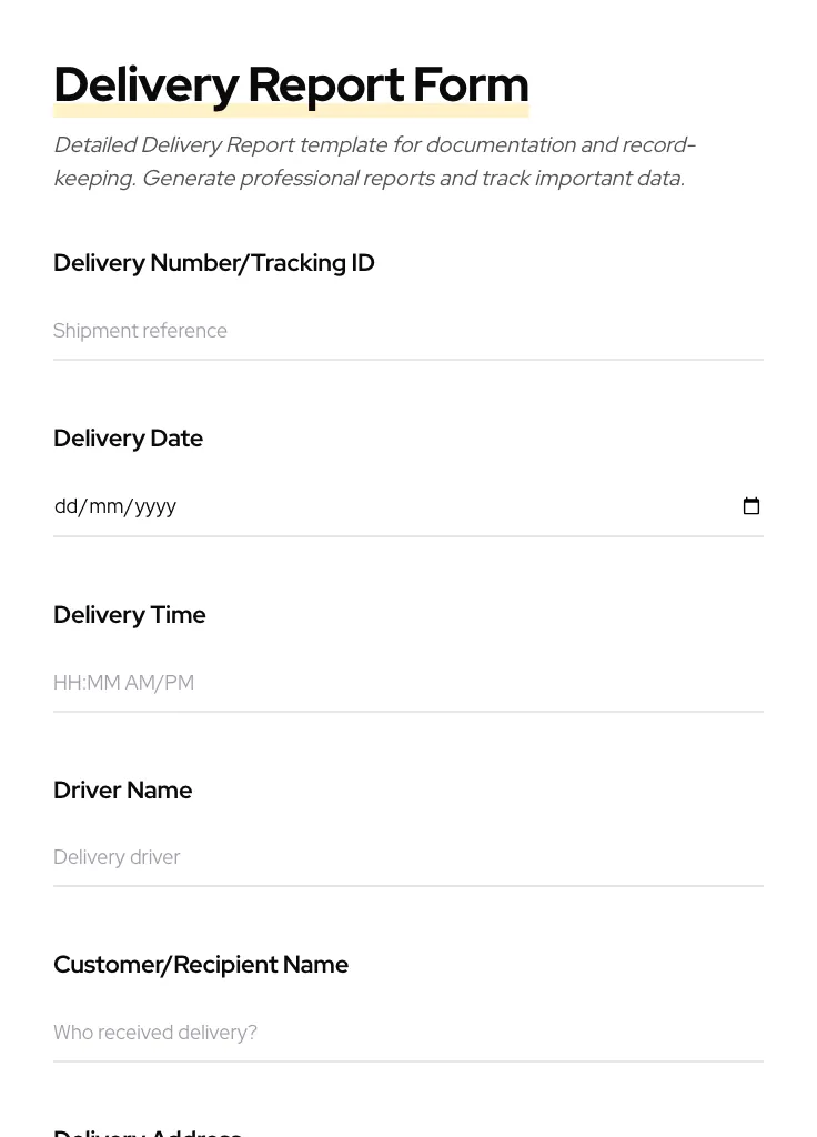 Delivery Report preview