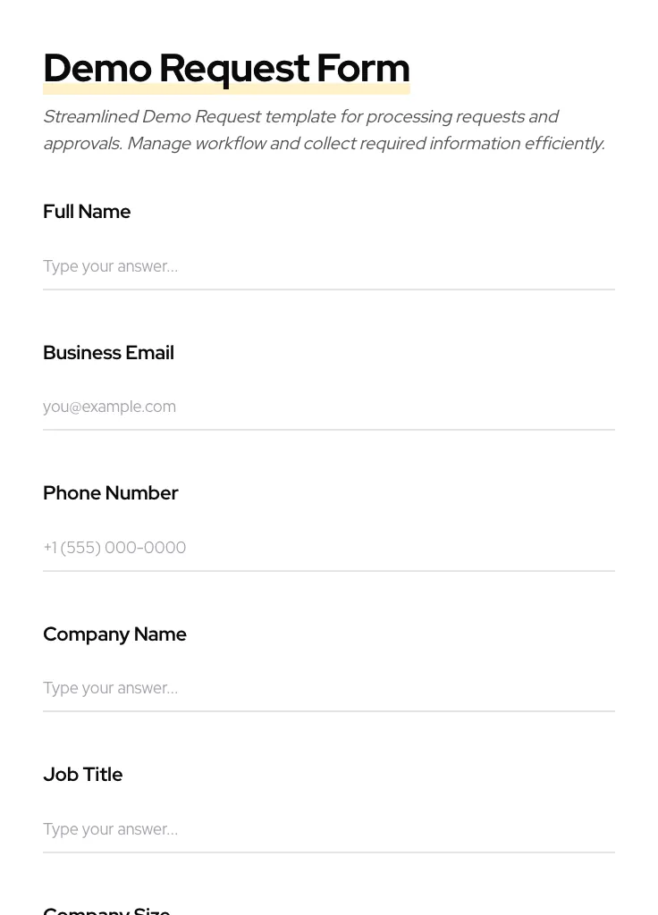 Demo Request preview