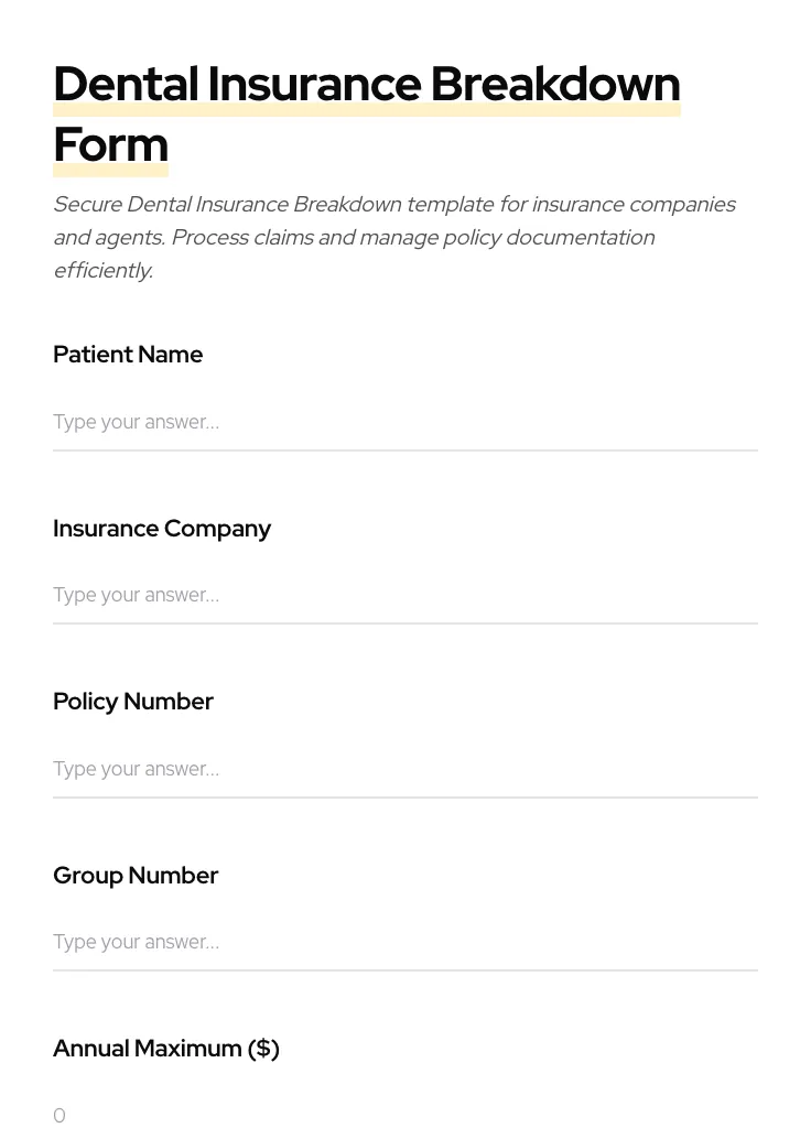 Dental Insurance Breakdown preview