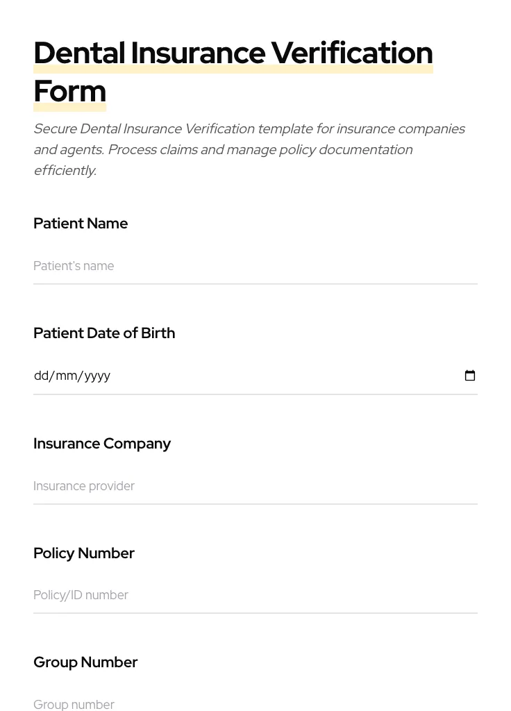 Dental Insurance Verification preview