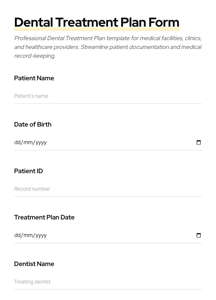 Dental Treatment Plan preview