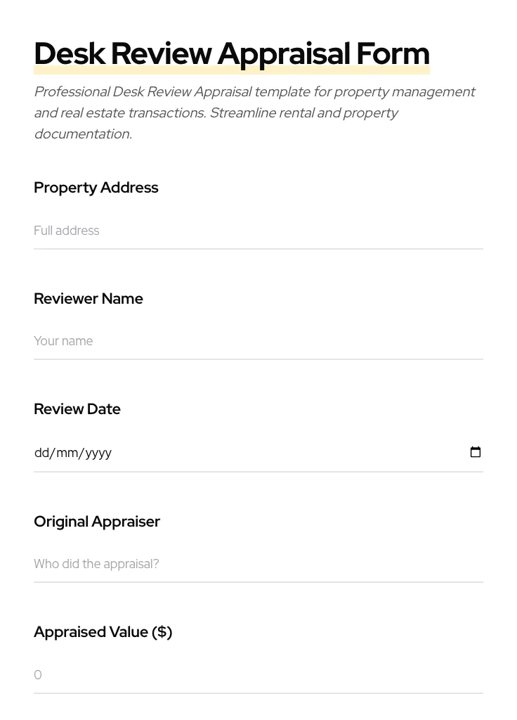 Desk Review Appraisal preview