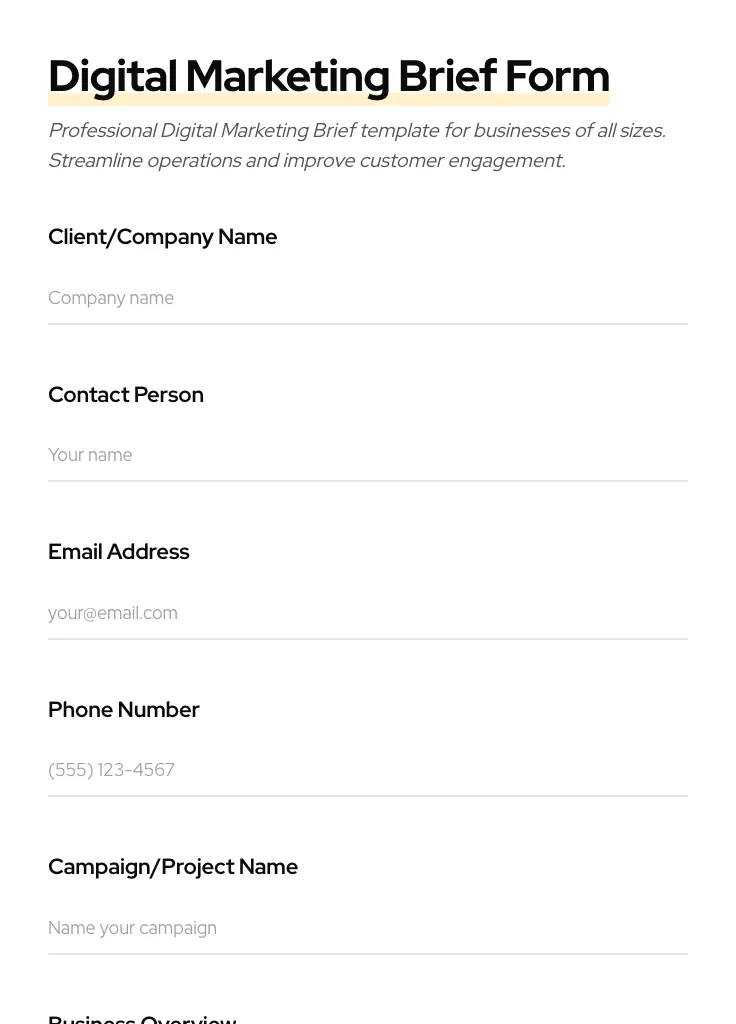 Digital Marketing Brief preview
