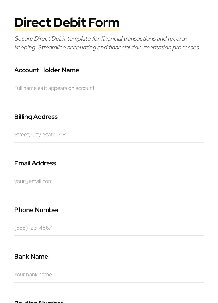 Direct Debit preview