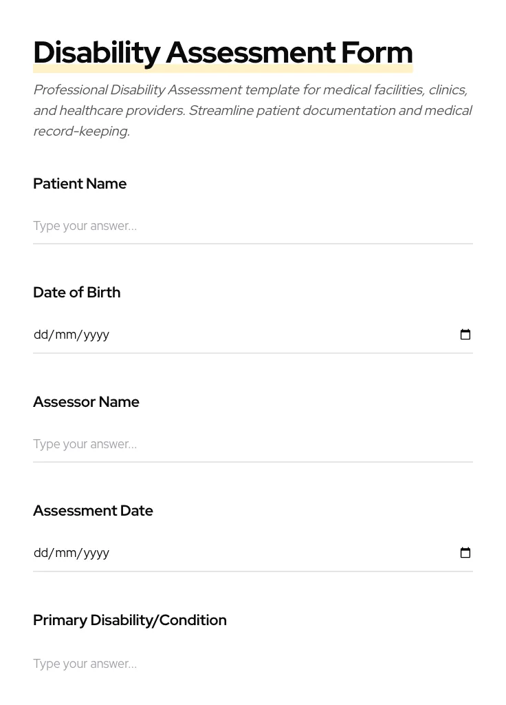 Disability Assessment preview
