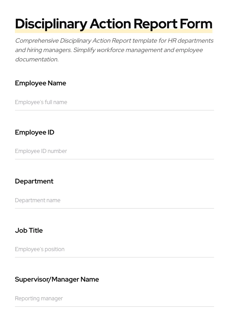 Disciplinary Action Report preview