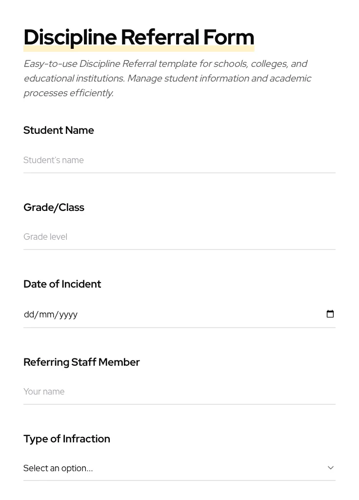 Discipline Referral preview