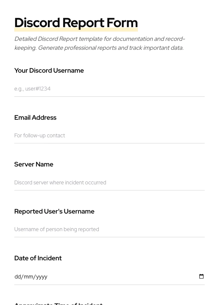 Discord Report preview