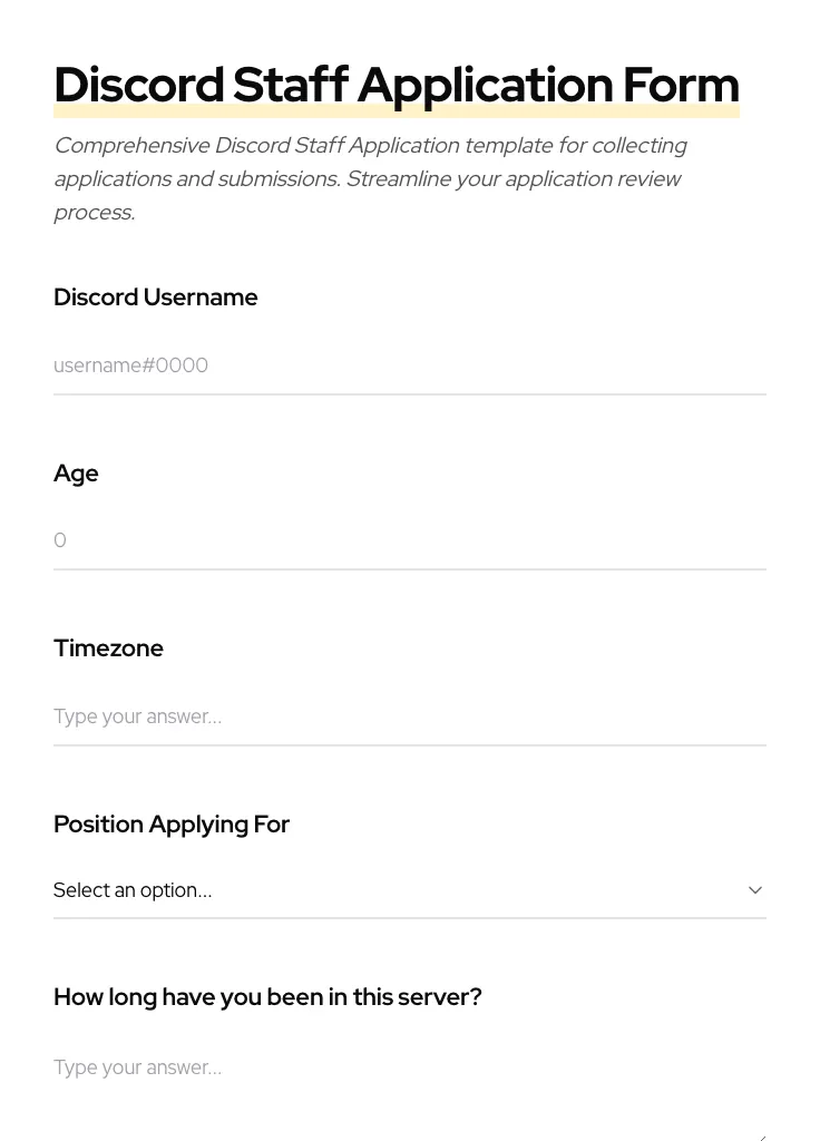 Discord Staff Application preview