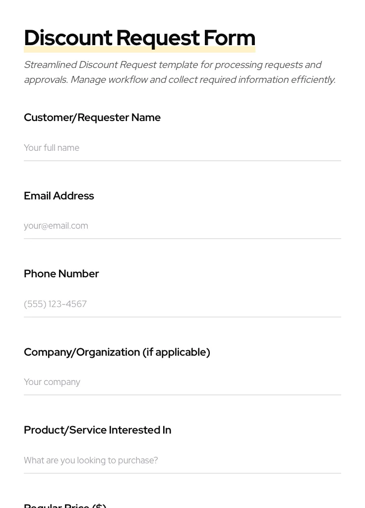 Discount Request preview