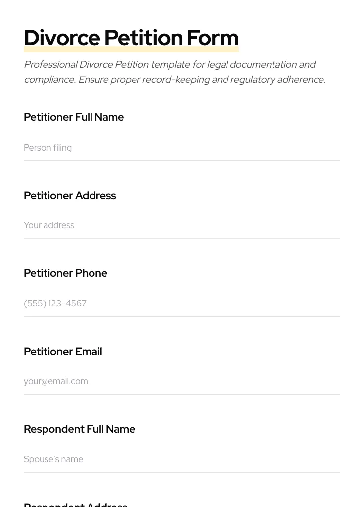 Divorce Petition preview