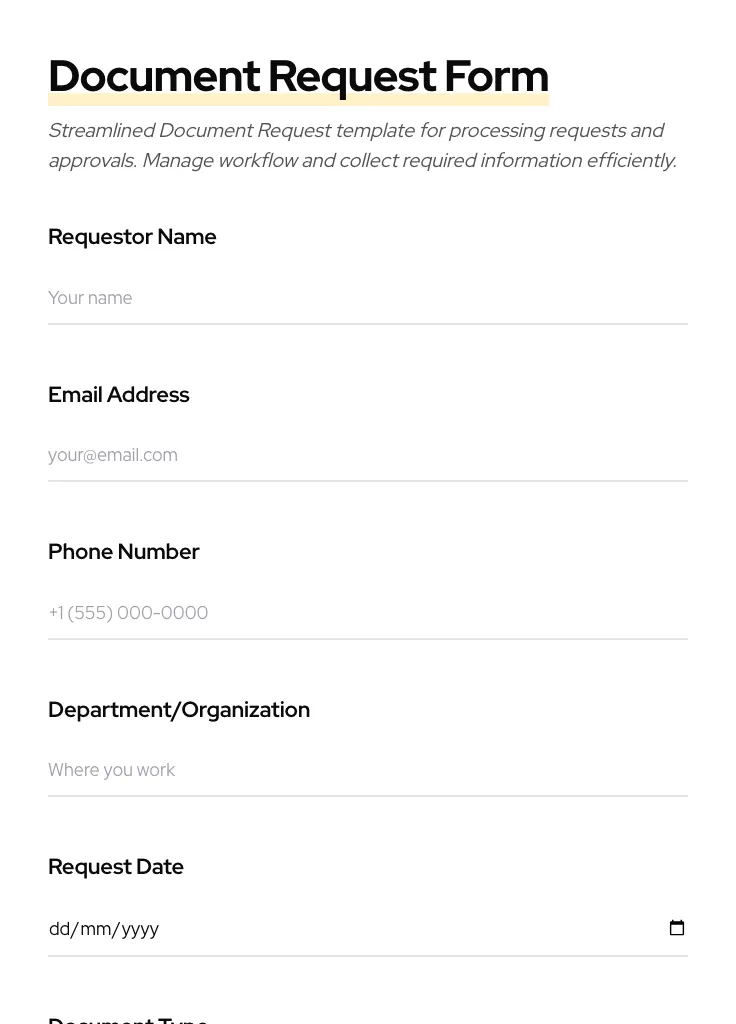 Document Request preview