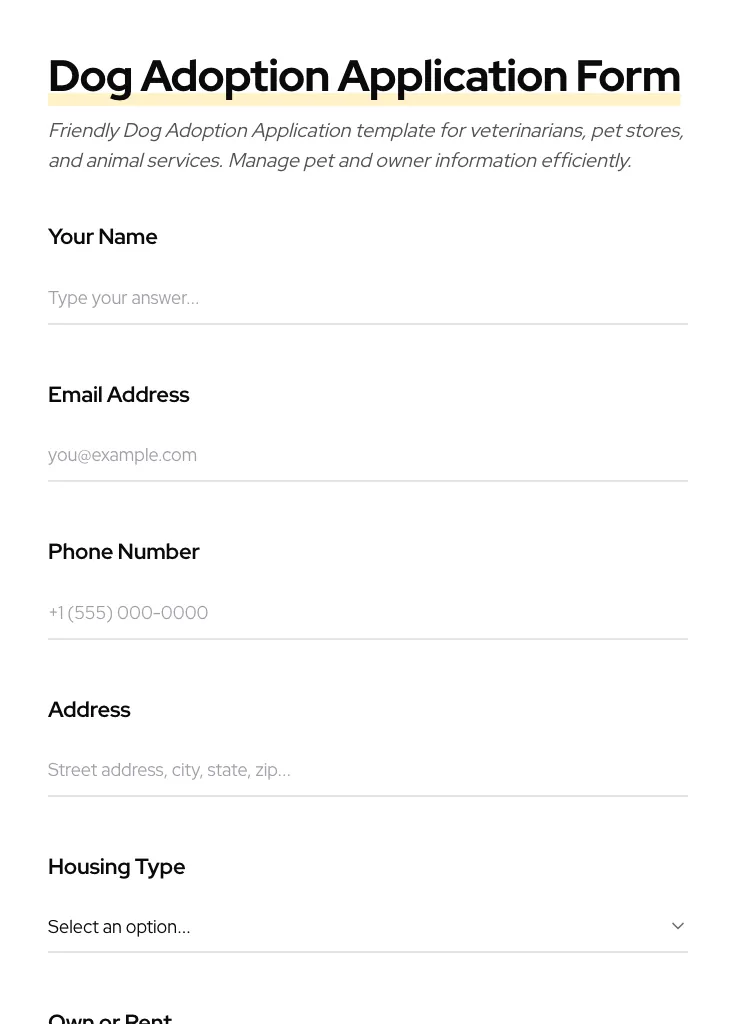 Dog Adoption Application preview