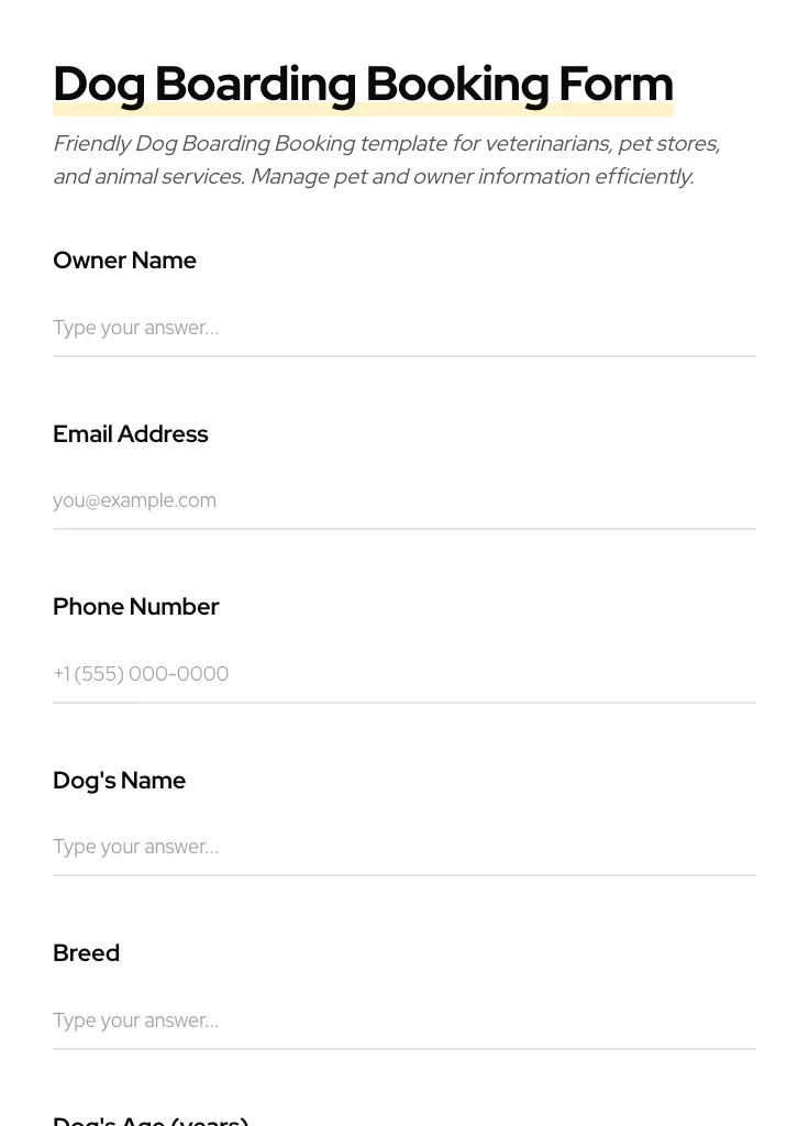 Dog Boarding Booking preview