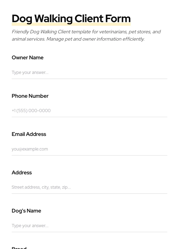 Dog Walking Client preview