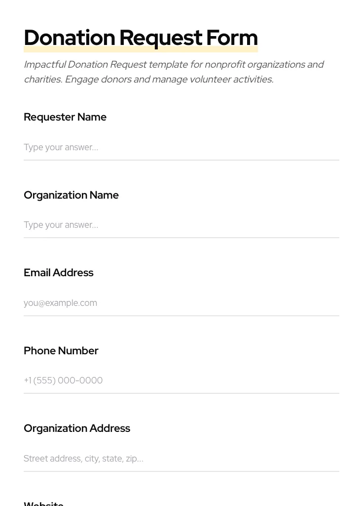 Donation Request preview