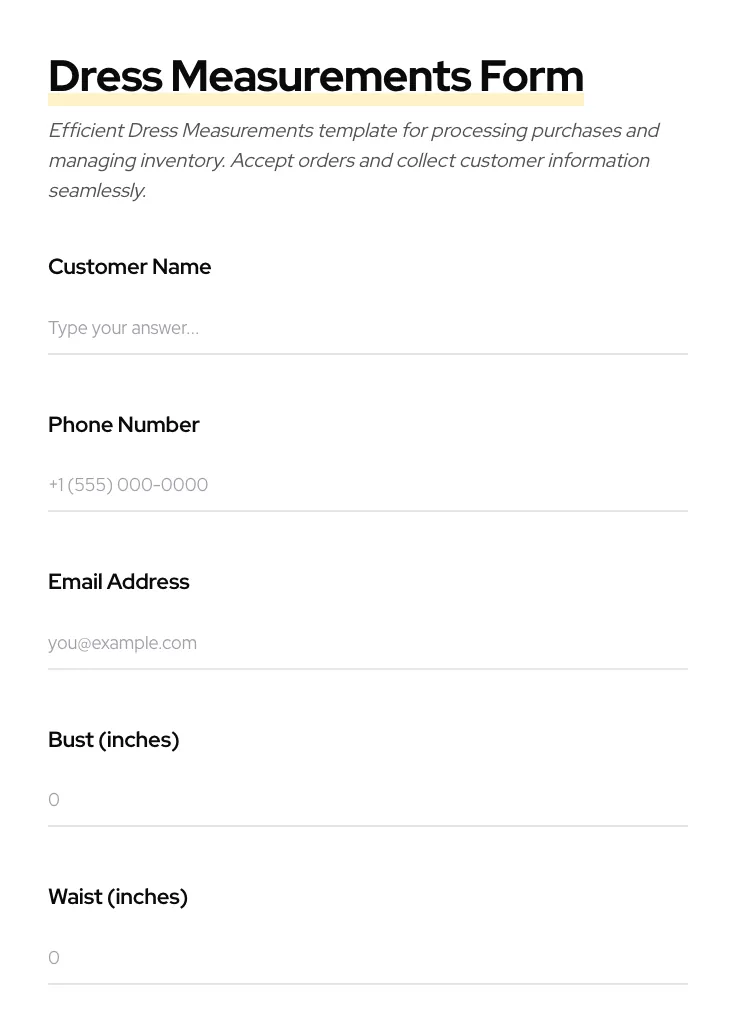 Dress Measurements preview