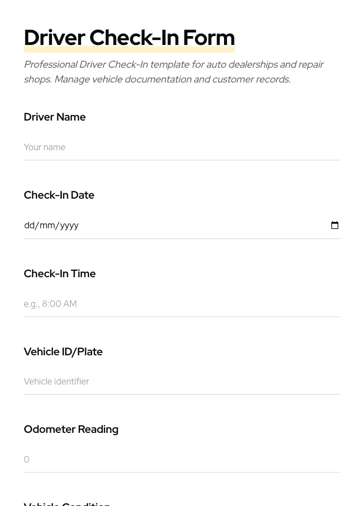 Driver Check-In preview