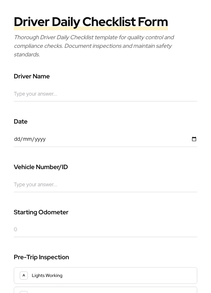 Driver Daily Checklist preview