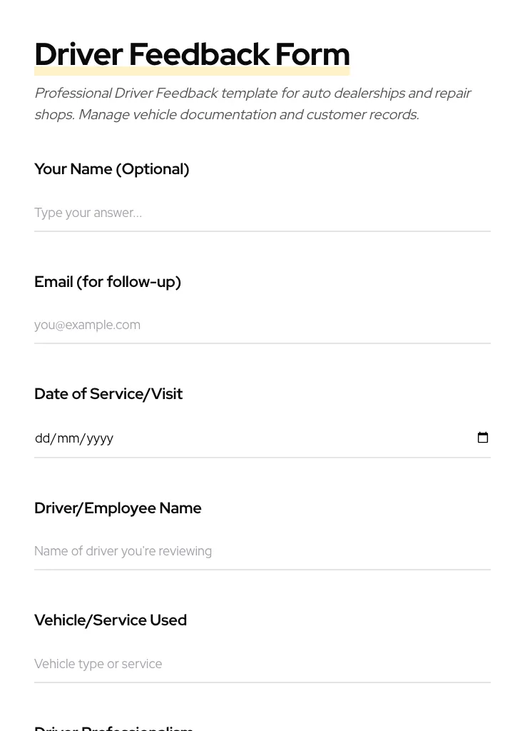 Driver Feedback preview