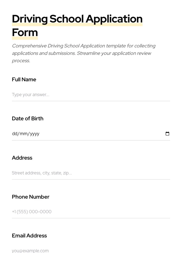 Driving School Application preview
