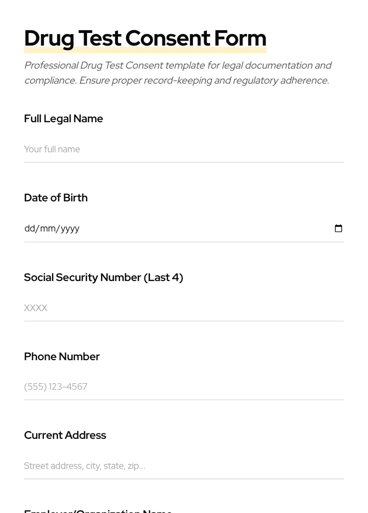 Drug Test Consent preview