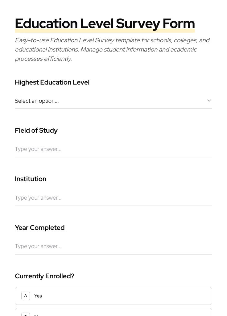 Education Level Survey preview