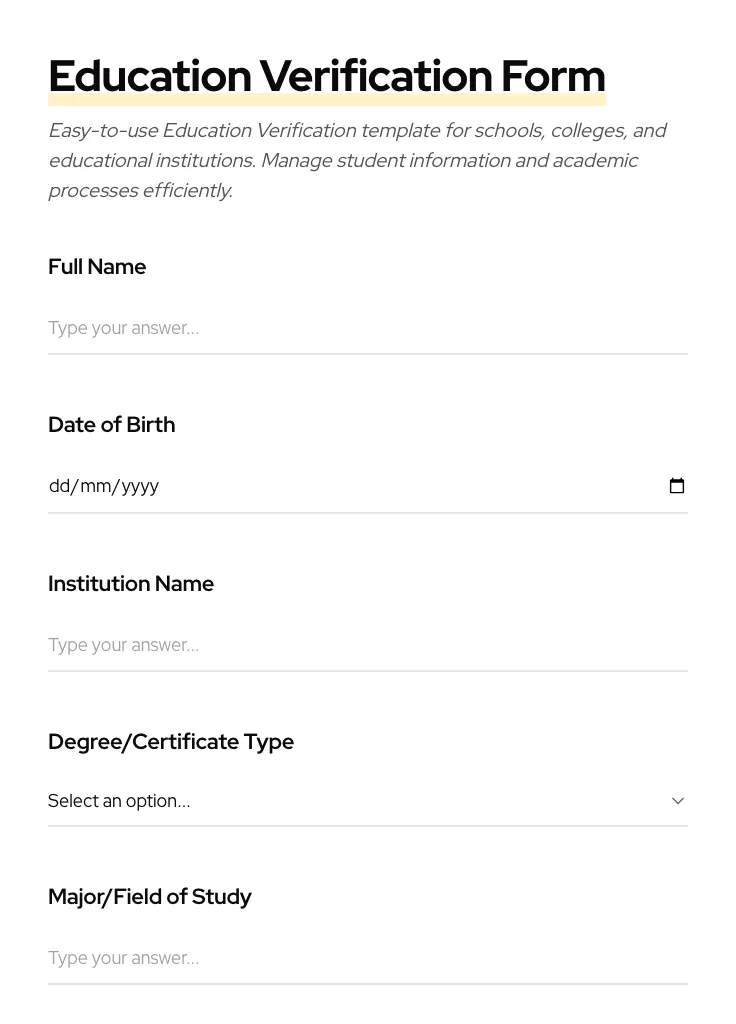 Education Verification preview