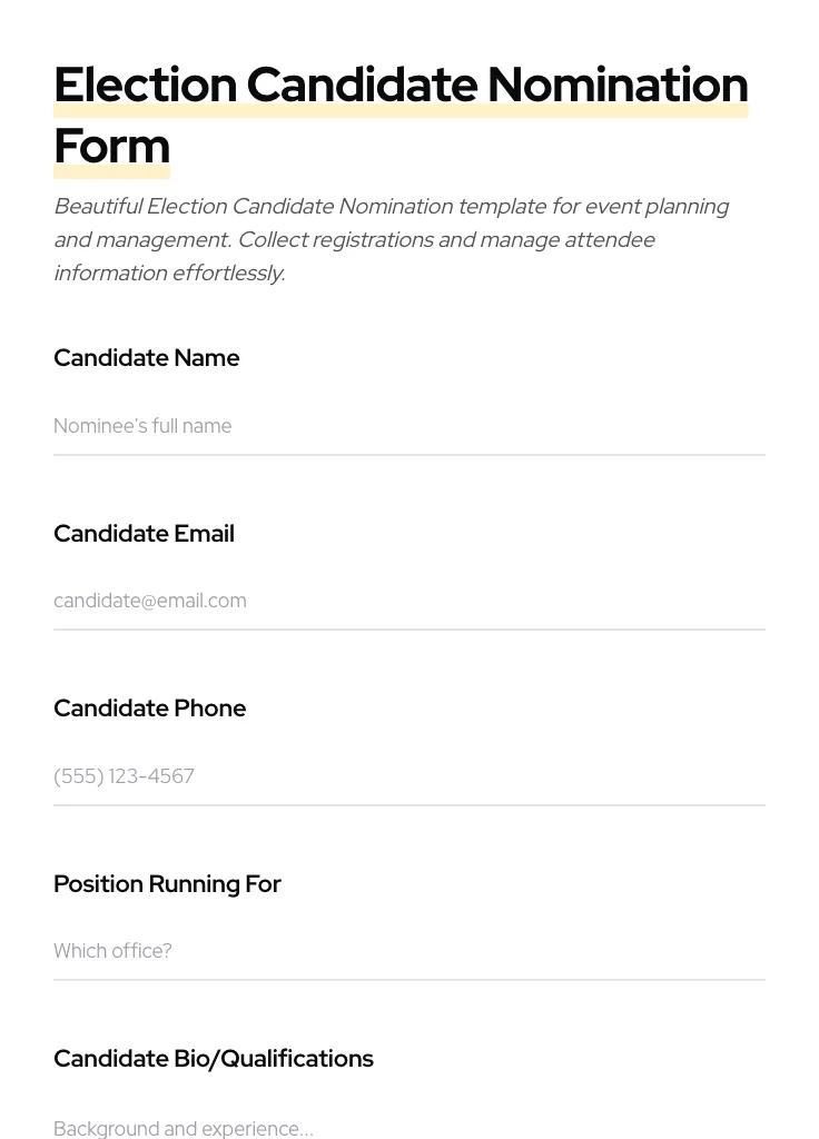 Election Candidate Nomination preview