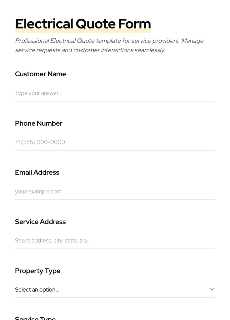 Electrical Quote preview