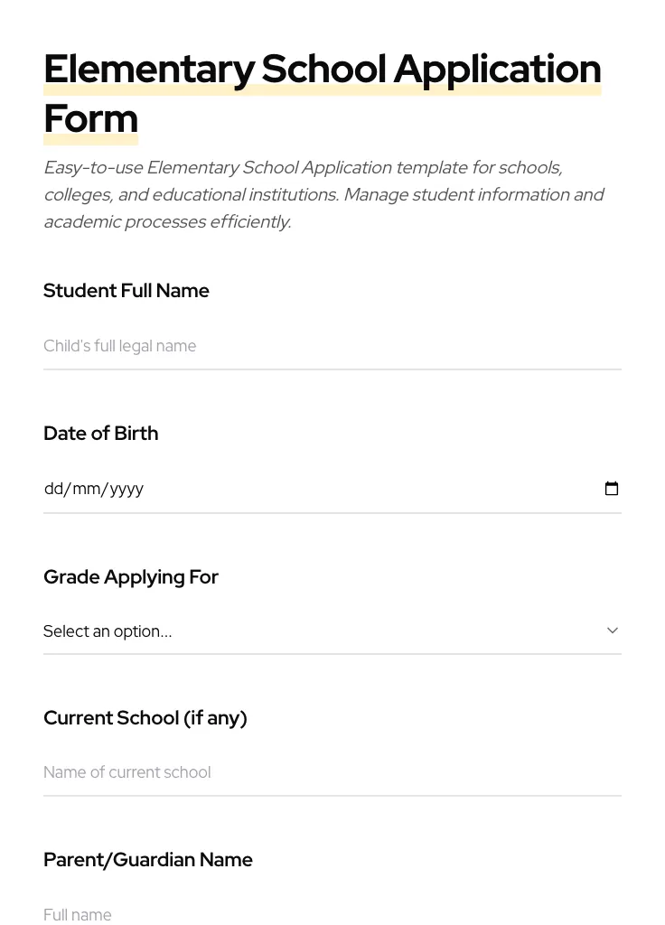 Elementary School Application preview