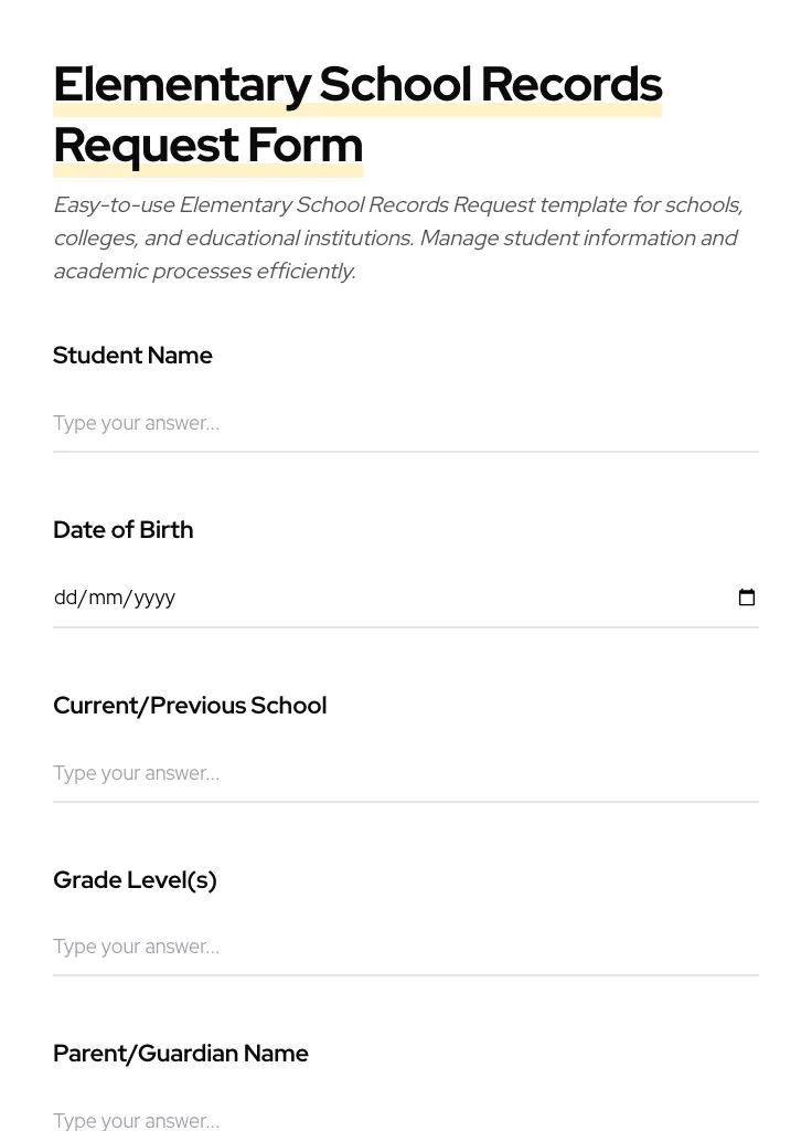 Elementary School Records Request preview