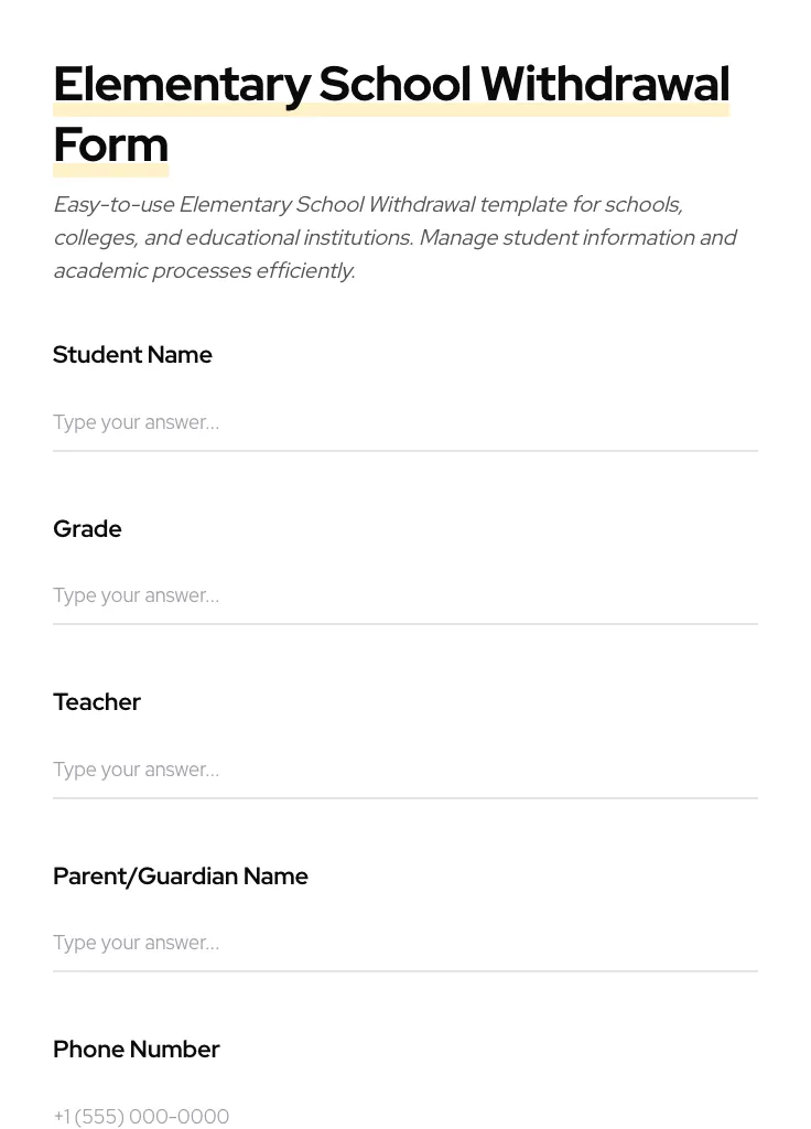 Elementary School Withdrawal preview