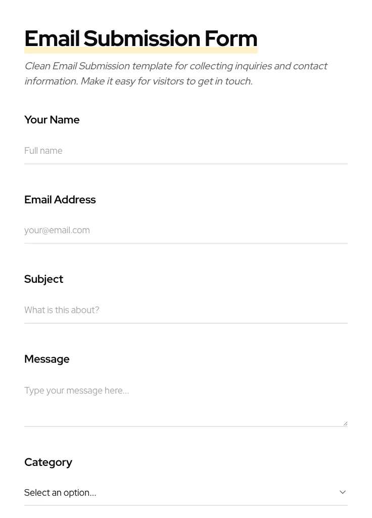 Email Submission preview
