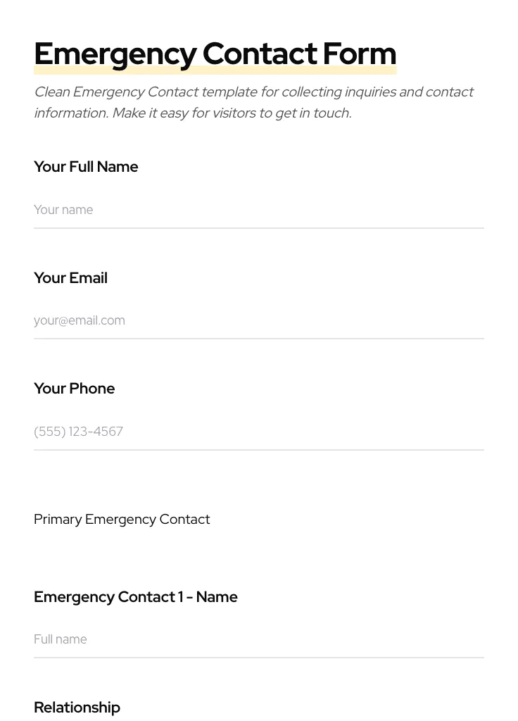 Emergency Contact preview