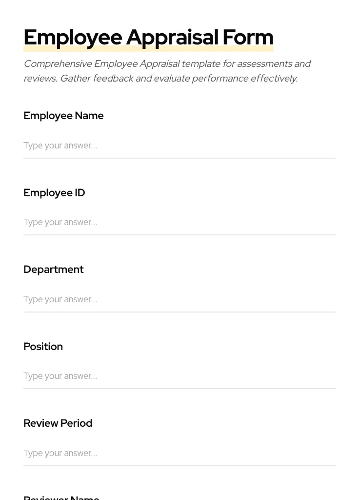 Employee Appraisal preview
