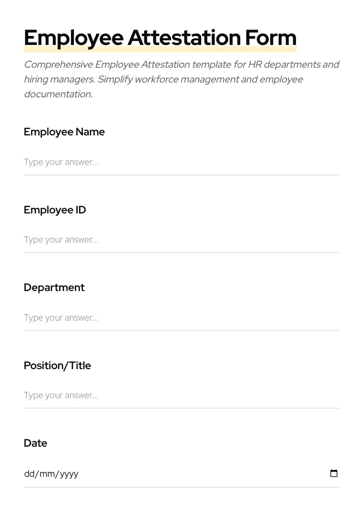 Employee Attestation preview
