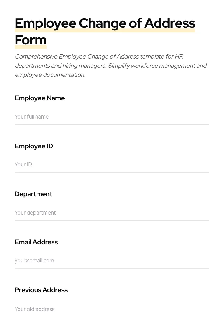 Employee Change of Address preview